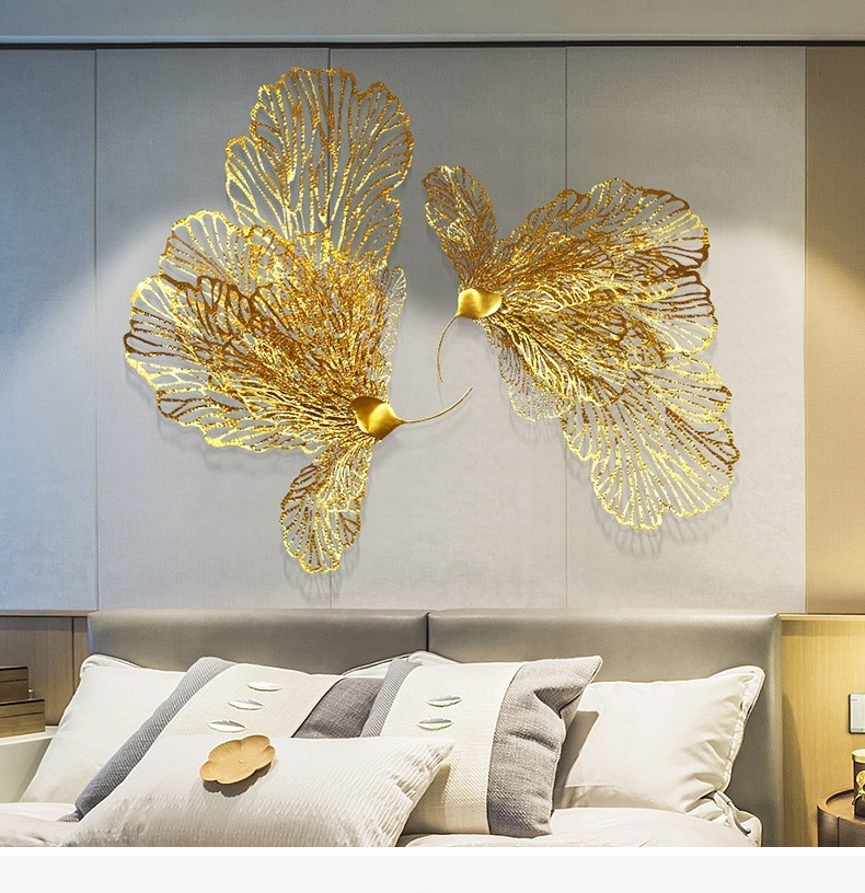 modern light luxury wall decor creative butterfly design metal art golden wall hanging  for living room bed room home decor