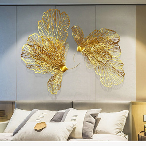 modern light luxury wall decor creative butterfly design metal art golden wall hanging  for living room bed room home decor