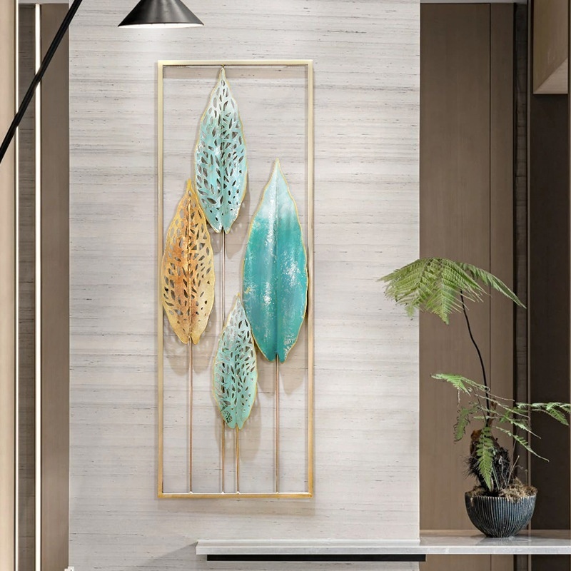 Nordic style metal handmade forest design wall decoration with metal frame for hallway living room bedroom wall hanging