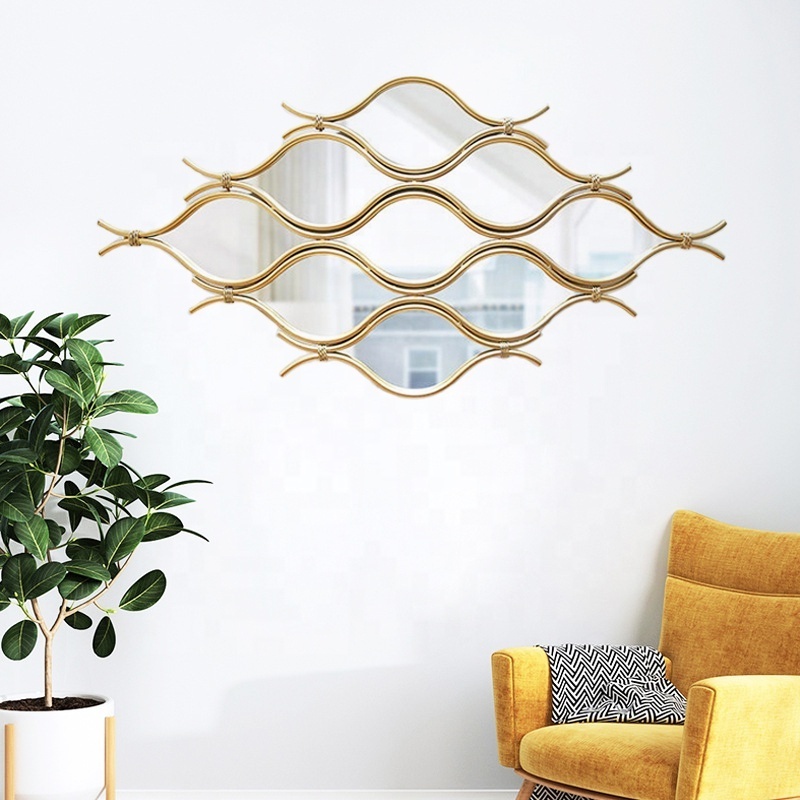 modern creative fish wall mirror design metal golden color for living  room bedroom dining room home decor  wall mirror