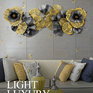 Light luxury ginkgo leaf with flower creative hollow out wall decor for living room bedroom dining room background wall hanging