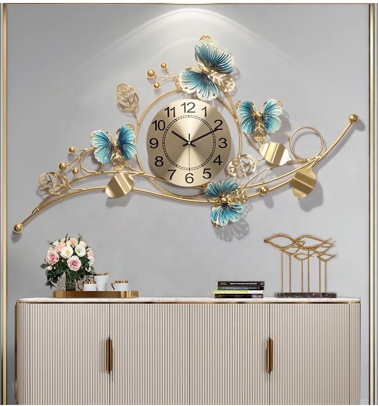 light luxury modern creative butterflies design wall clock for living room bed room home decor wall clock