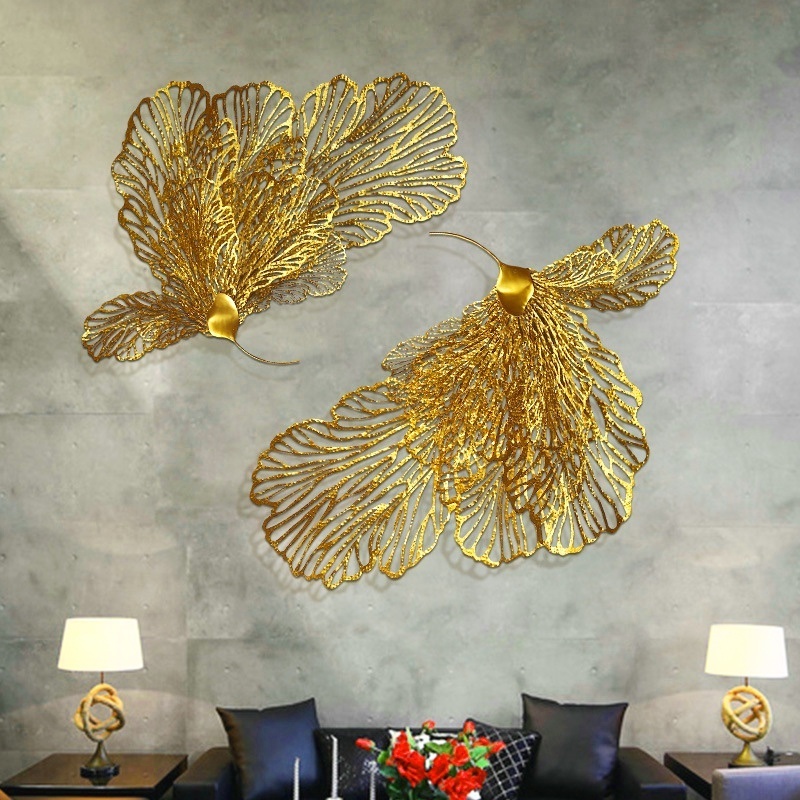 modern light luxury wall decor creative butterfly design metal art golden wall hanging  for living room bed room home decor