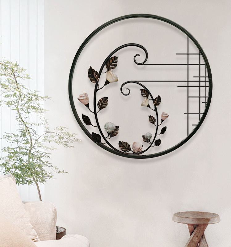 new design metal flower art with frame wall hanging design  for living room bedroom background iron home decor  wall hanging