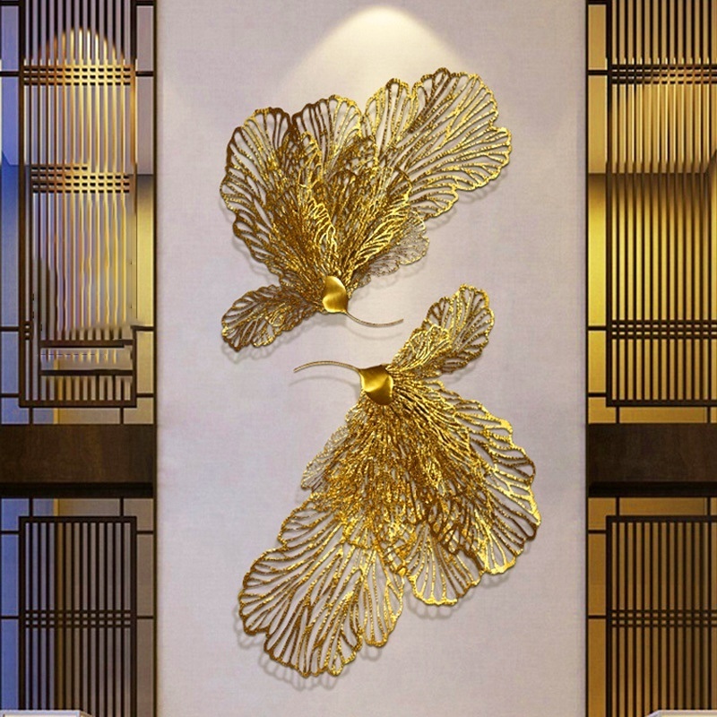 modern light luxury wall decor creative butterfly design metal art golden wall hanging  for living room bed room home decor