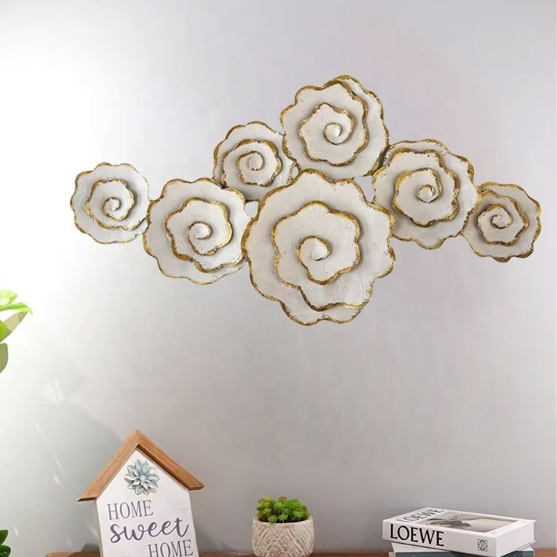 New White Iron Flower Combination Decoration Design Item Home Living Room Metal Wall Art Decoration