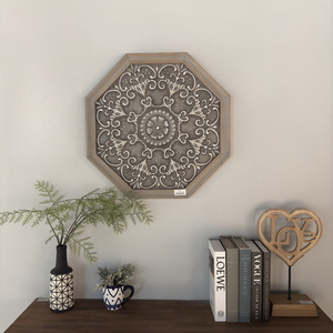 New Stamping Grey White Metal Iron Wall Decor Item Octagon Home Wall Art Decoration