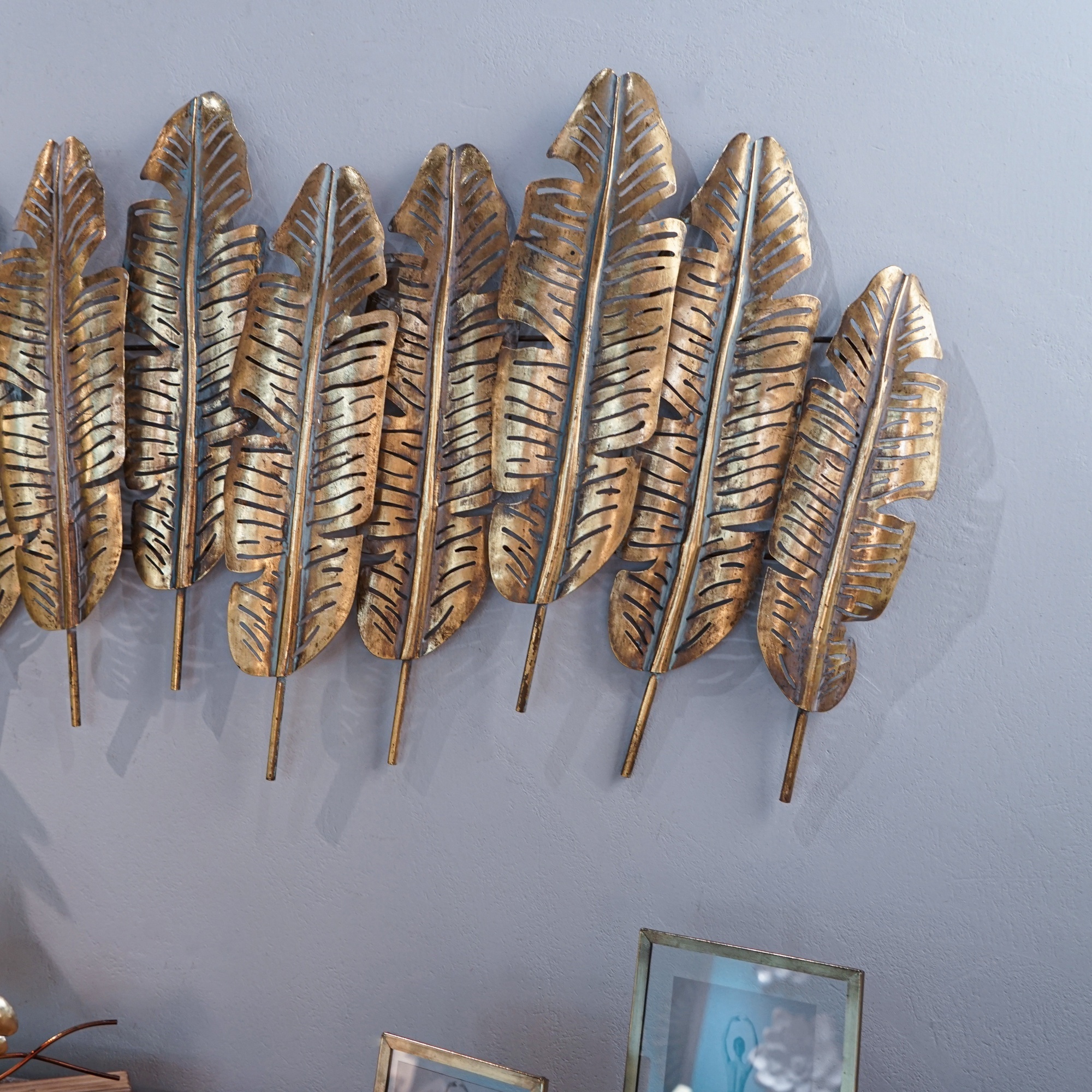 Nordic Iron Art Gold Feather Design Background Wall Home Wall Hanging Art Decoration Home Decor