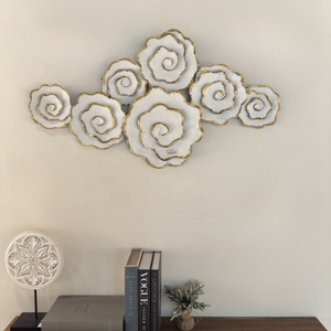 New White Iron Flower Combination Decoration Design Item Home Living Room Metal Wall Art Decoration