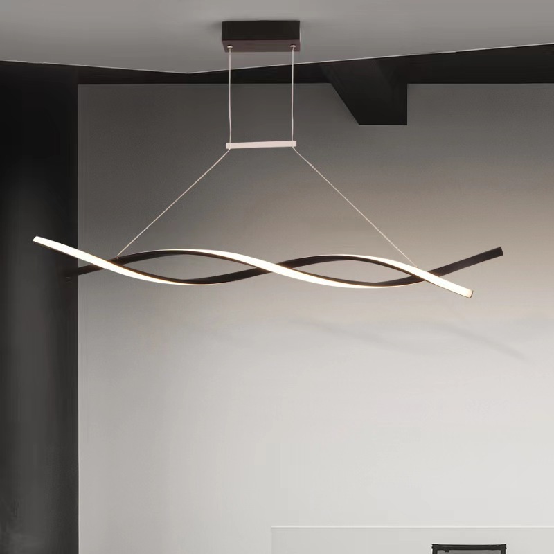 LED Pendant Light Modern Linear Chandelier Wave Hanging Lighting Fixture for Bedroom Kitchen