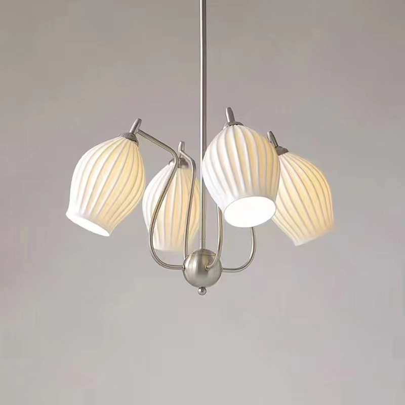 French Ceramic Lamp Cream Style Chandelier Modern ledchandelier light luxury ceramic dining room chandelier suitable for living