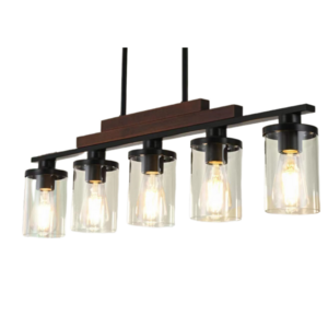 Kitchen Island Lighting Farmhouse Pendant Glass Shade and Restaurant Pendant E26 Socket 5 Light