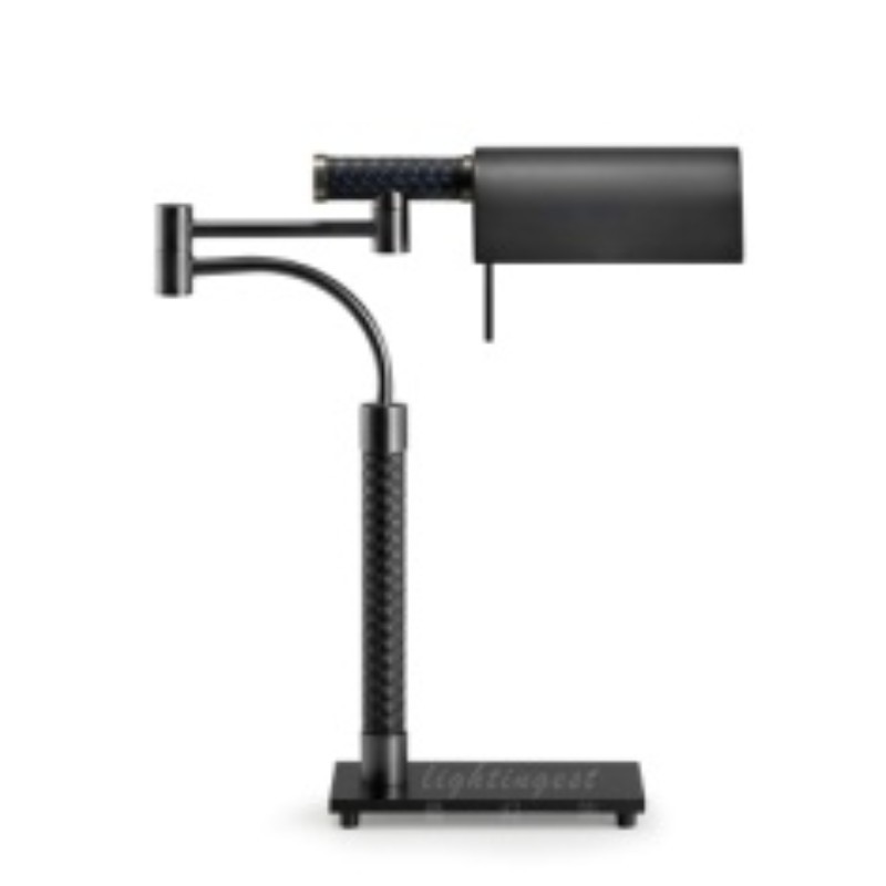 Simple Black Metal Standing Table Lamps Leather Acrylic Led Office Study Room Decorative Reading Desk Table Light