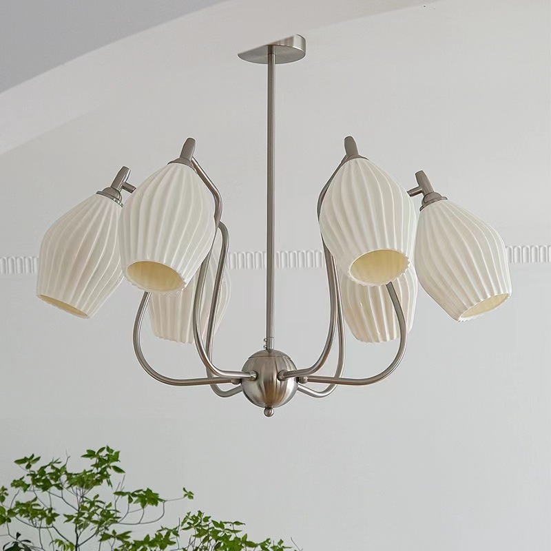 French Ceramic Lamp Cream Style Chandelier Modern ledchandelier light luxury ceramic dining room chandelier suitable for living