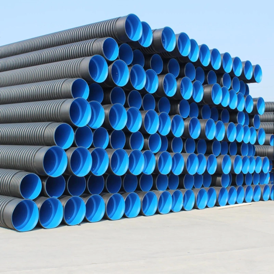 800mm hdpe doble wall corrugated drainage pipe Large 225-1200mm black plastic corrugated culvert pipe manufacturer