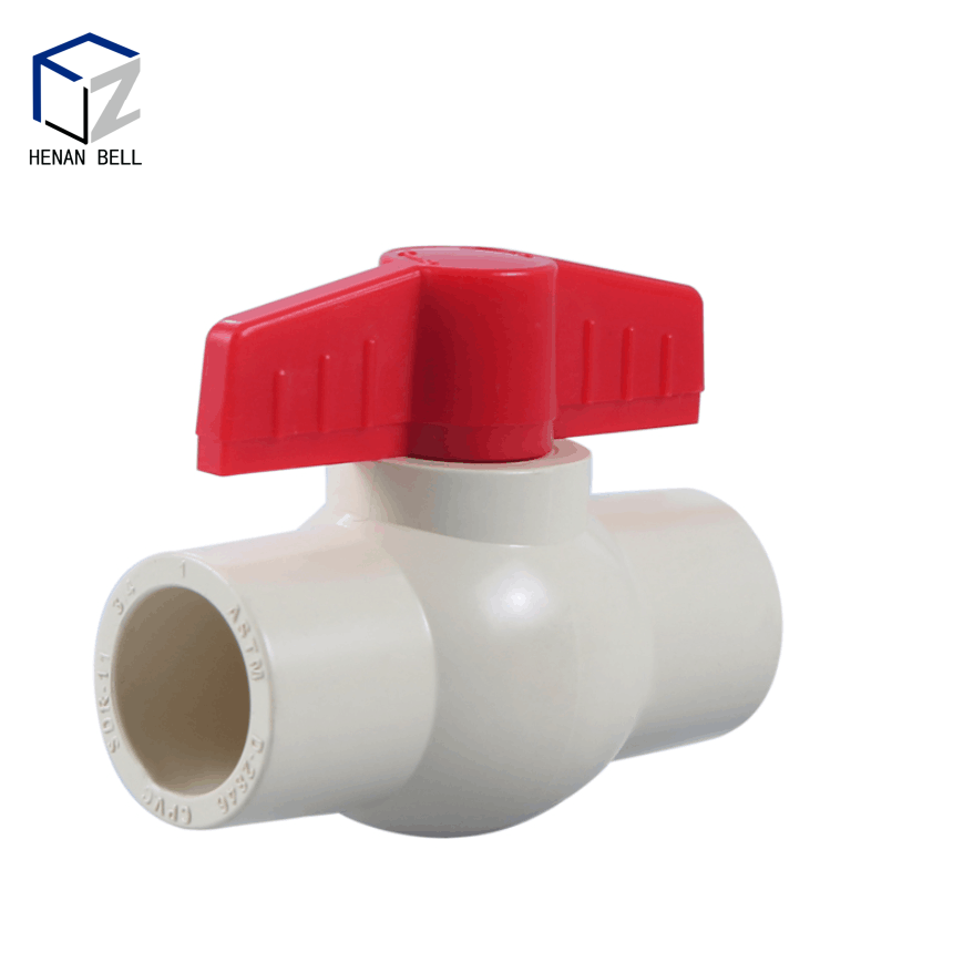 UPVC 1/2 Ball Valve with Red Handle pp /abs handlec Compact PVC Union Body Ball Valve (1/2