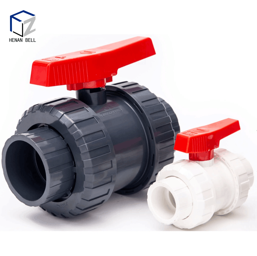 UPVC 1/2 Ball Valve with Red Handle pp /abs handlec Compact PVC Union Body Ball Valve (1/2