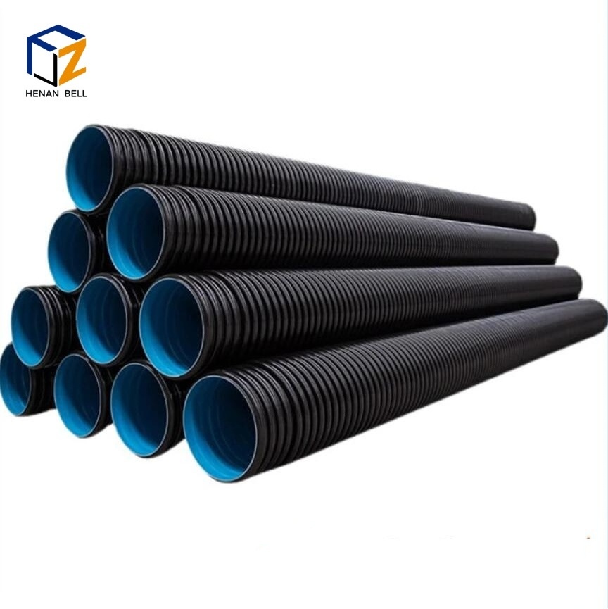 800mm hdpe doble wall corrugated drainage pipe Large 225-1200mm black plastic corrugated culvert pipe manufacturer