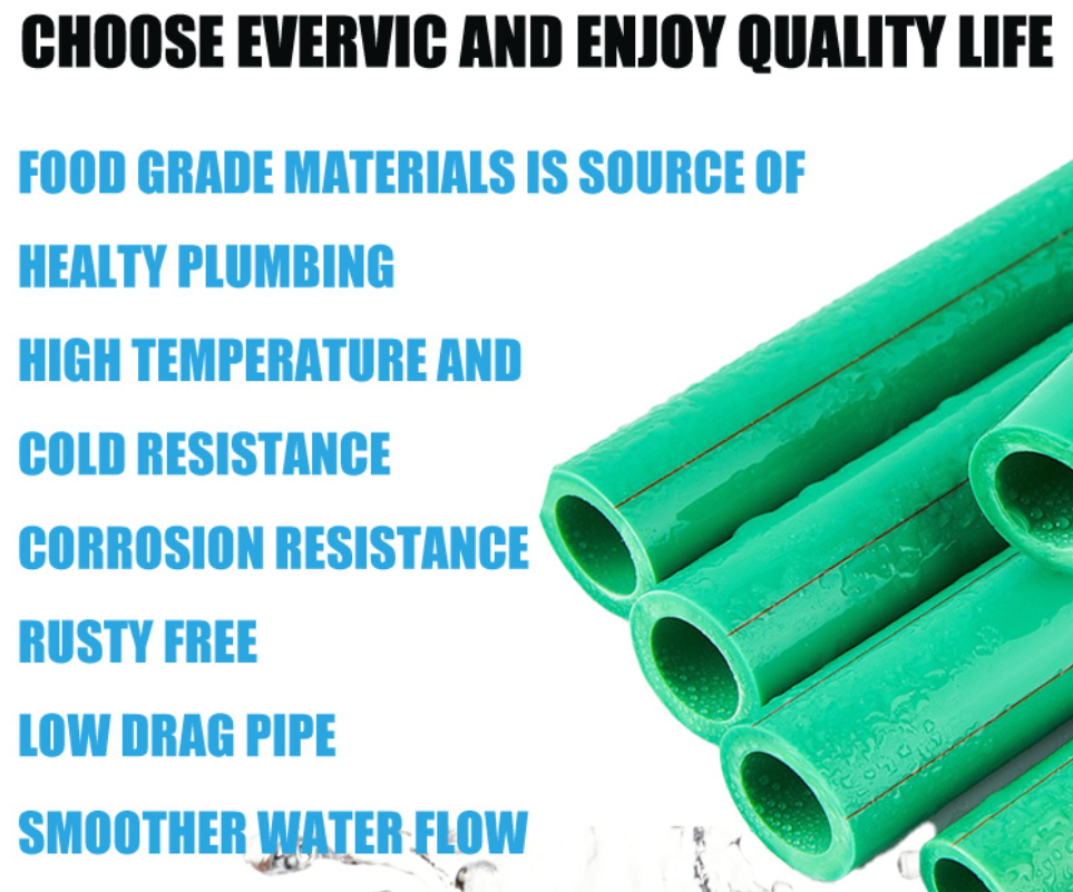 Water Supply Green Ppr Plastic Tube pn 20 pn 25 Polypropylene Pipe Ppr Pipes And Fittings Cold amd Hot water pipe