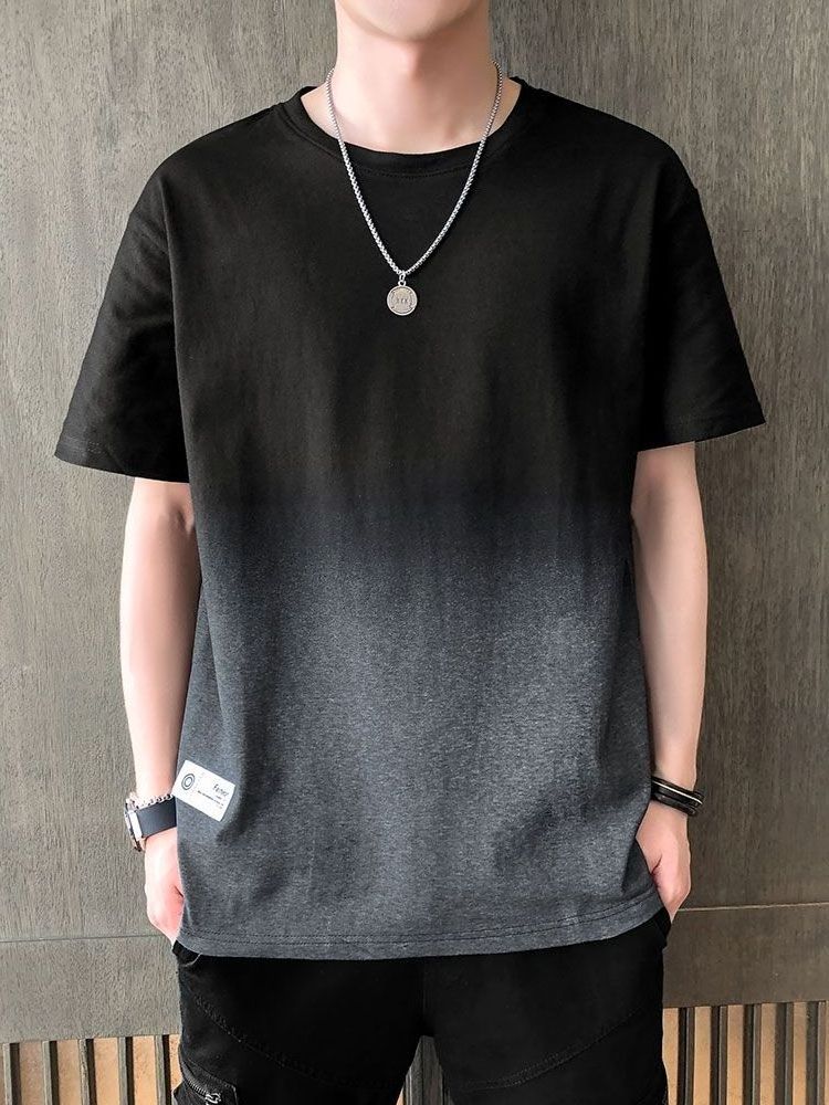 Men's short-sleeved stock t-shirt summer 2023 new brand trend ice silk half-sleeved cotton t-shirt top clothes men's clothing