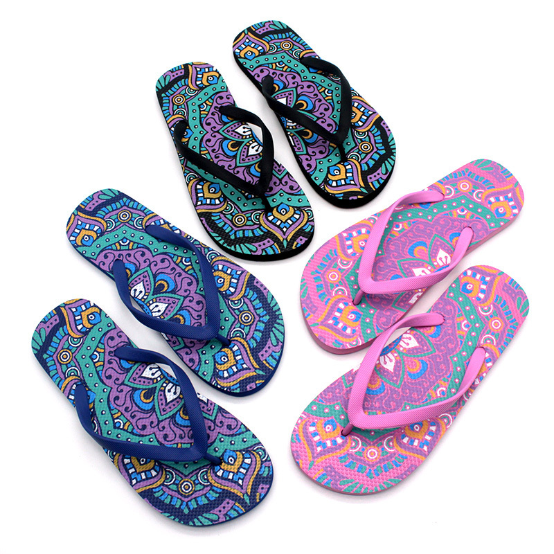 Summer design Oem printing Beach women Mix color Slippers , Cheap Price Outdoor Rubber Flip Flops