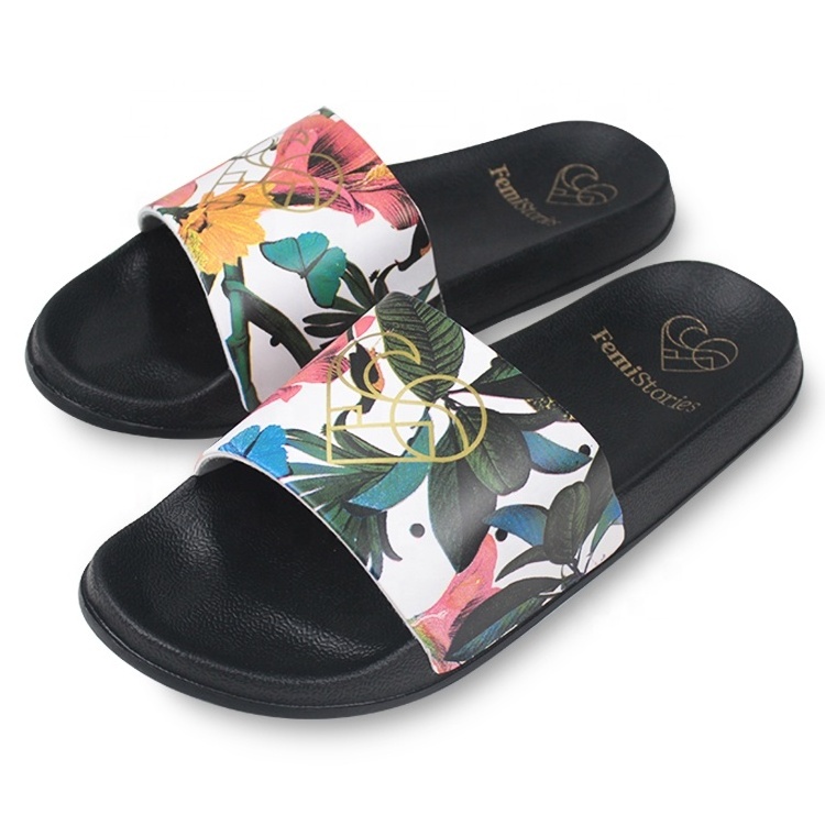 custom full print upper sandals, outdoor beach slides woman slippers,  summer EVA sole sublimation print slides shoes