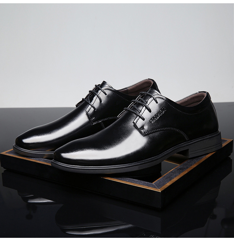 hot sale cow leather anti-slip shoe rubber outsole wedding platform man genuine leather dress men's office leather shoes