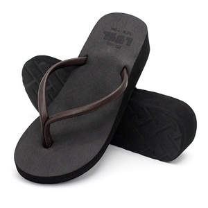 Custom Beach Thongs medium heel sandal Women foam rubber slipper soles Synthetic PU Comfort Non-slip Platform Wedge flip flops