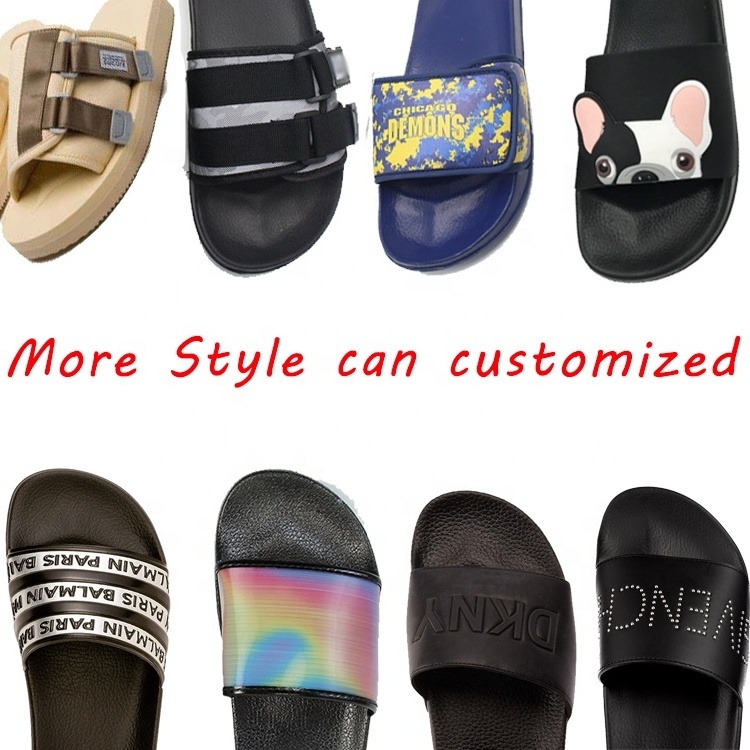 cheap plain customized design logo screen print blank sublimation slides, custom pvc & pu slide sandals with logo