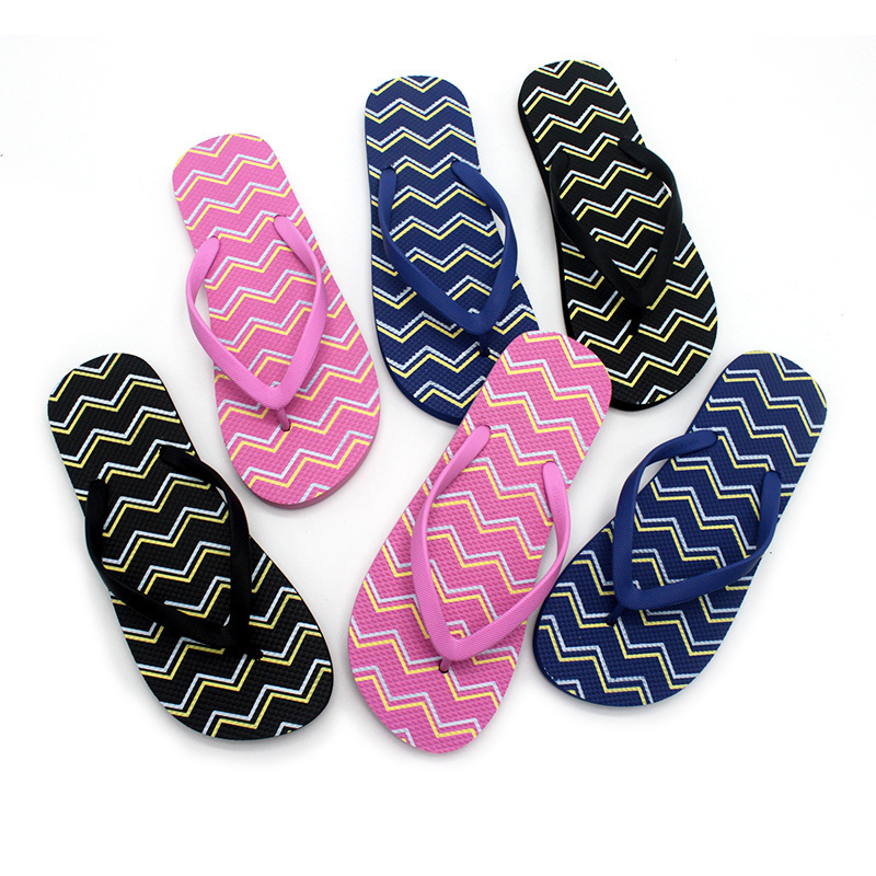 Summer design Oem printing Beach women Mix color Slippers , Cheap Price Outdoor Rubber Flip Flops