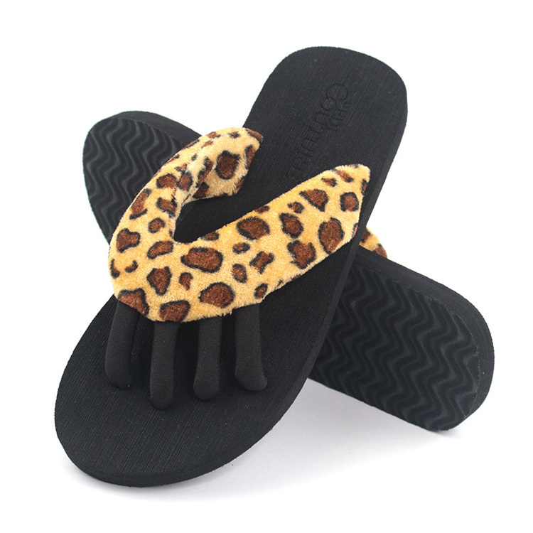 Sandals Slipper for Women Pedicure,custom Open Toe Separator Flip Flop Wholesale Oem Summer Spa Leopard Print EVA Cotton Fabric