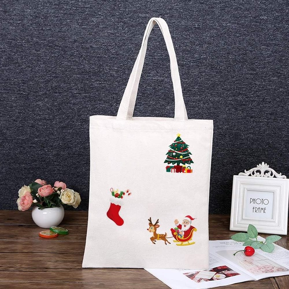 Christmas Heat Transfer Iron on Appliques for Clothes Decorations Sticker with Santa Claus Snowman Elk Animals Candies Trees