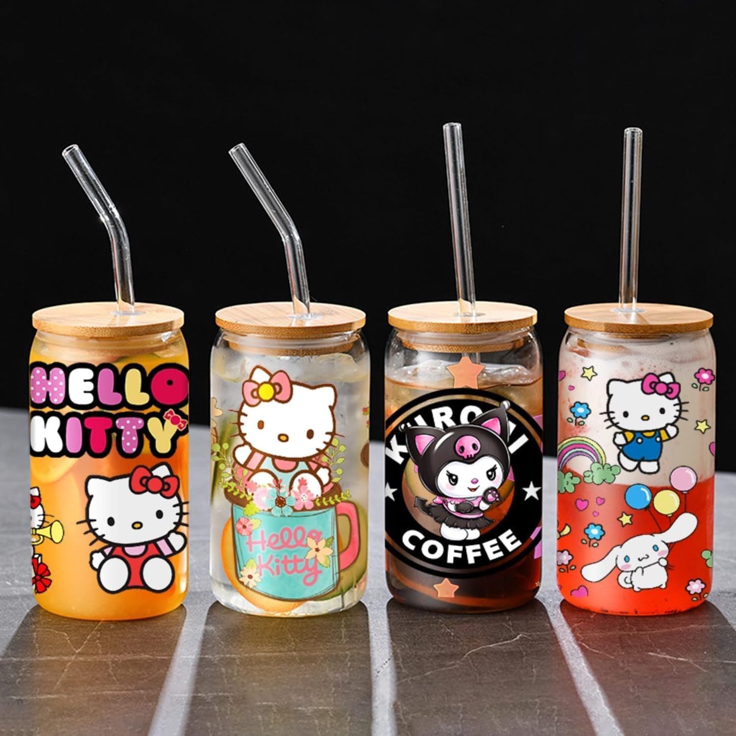 Kawaii Kitty cute Kulumi UV DTF Cup Wrap Transfer Stickers for 16oz Libbey Glass Cups Rub on Transfers for Crafting Cup Decals