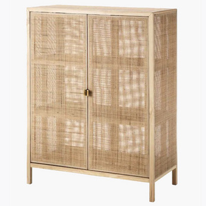 Fashion Design Living Room Bedroom Professional Rattan Rattan Door Storage Wooden Cabinet