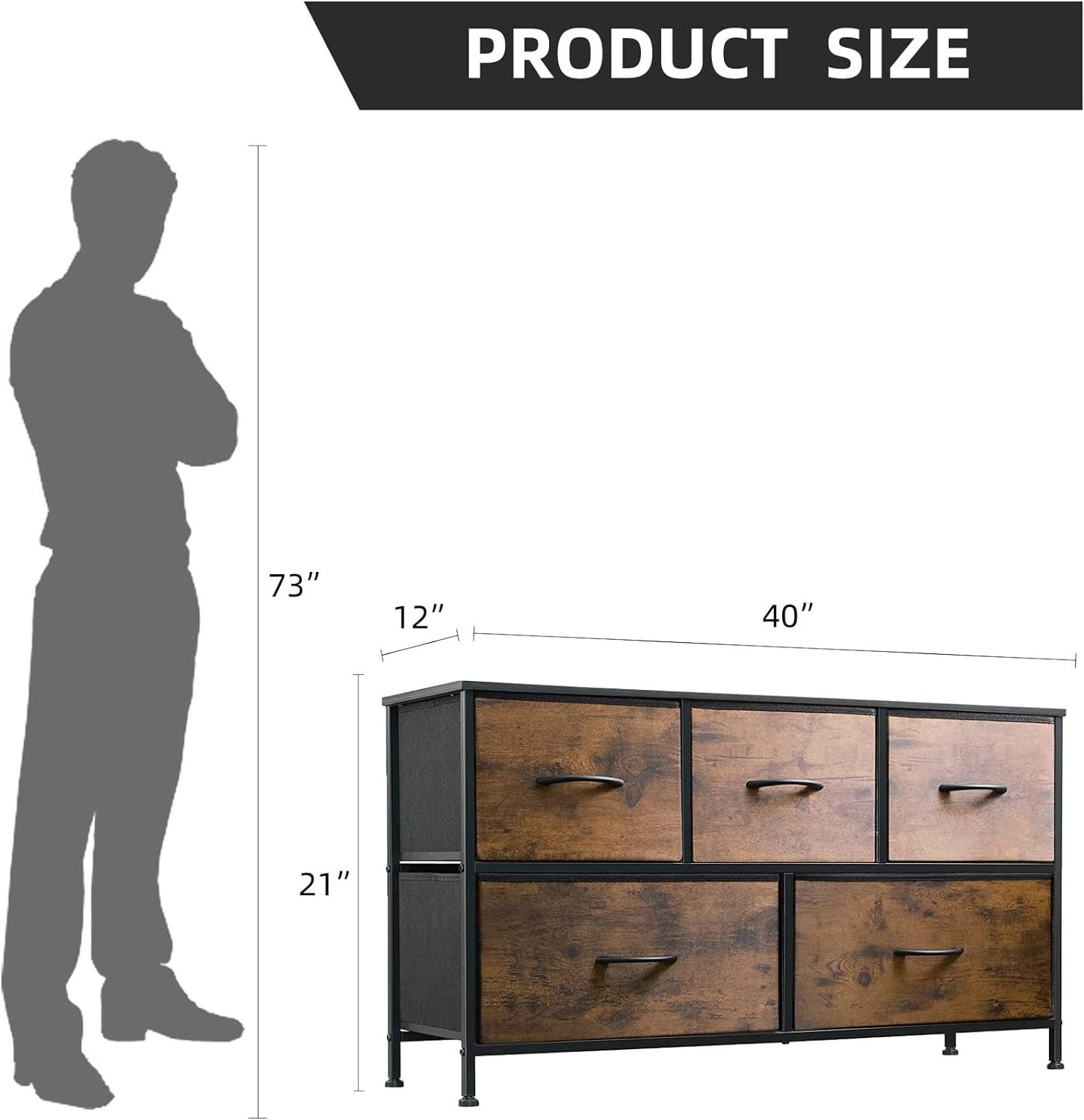 Chest of Drawers for Entryway Fabric Drawer Dresser for Bedroom Closet Organizers and Storage for Living Room