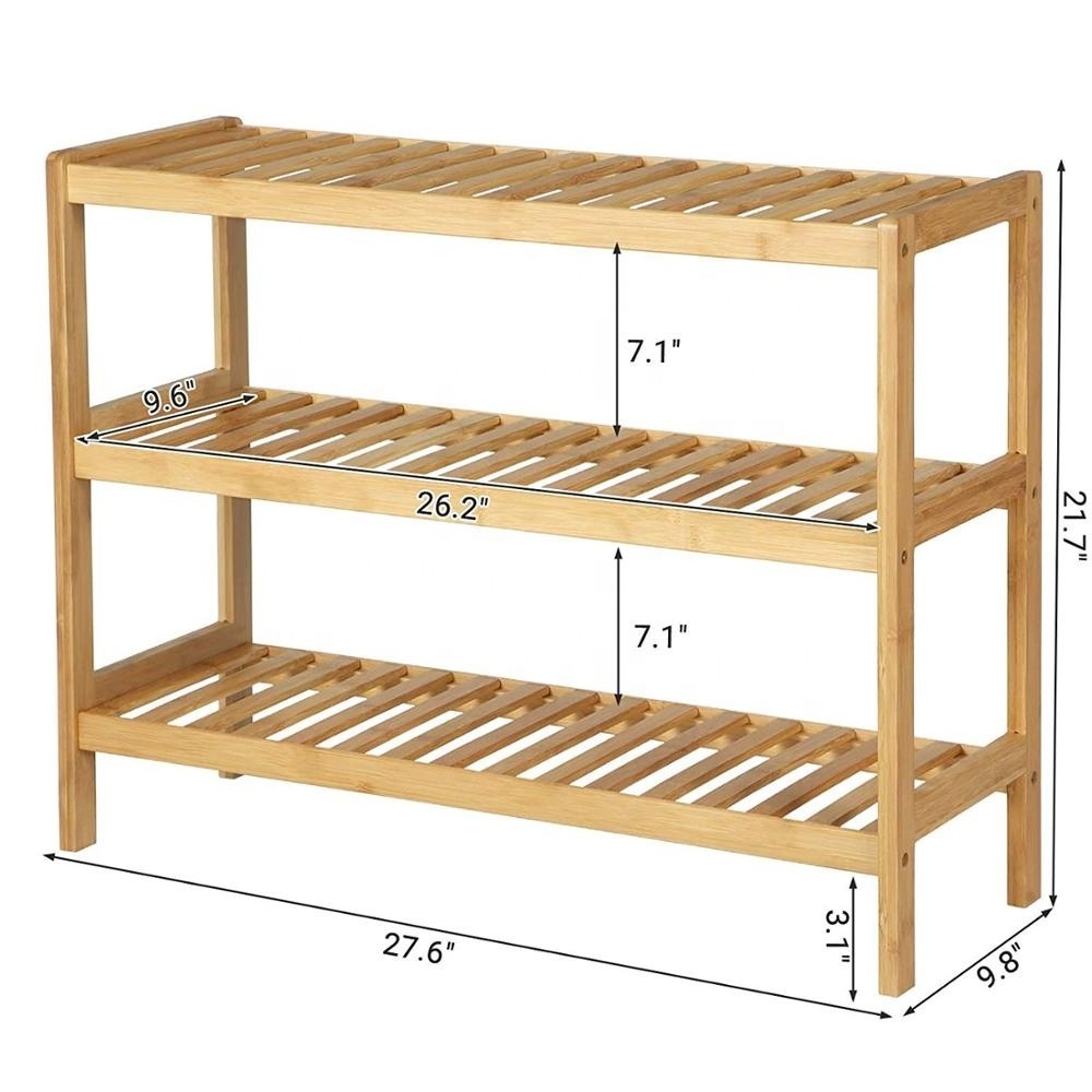 Phoenix Home Entry Simple 3 Tier Amazing Bamboo Wooden Organizer Shoe Racks For Home