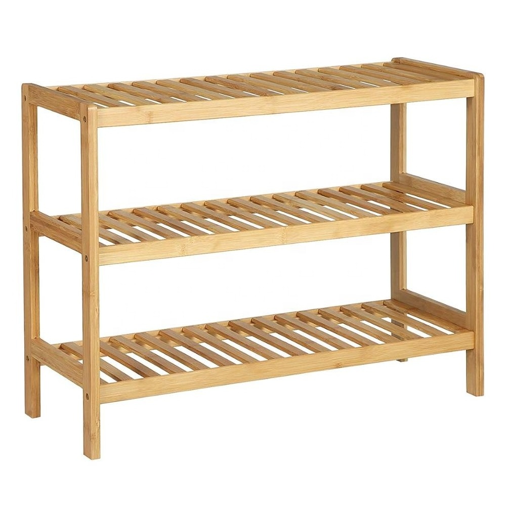 Phoenix Home Entry Simple 3 Tier Amazing Bamboo Wooden Organizer Shoe Racks For Home