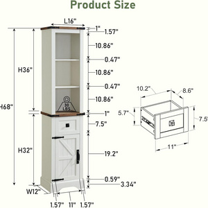 Rustic Oak Bathroom Storage Phoenix Home Cabinet Adjustable Shelves Storage Cabinet Drawer for Bathroom and Living Room