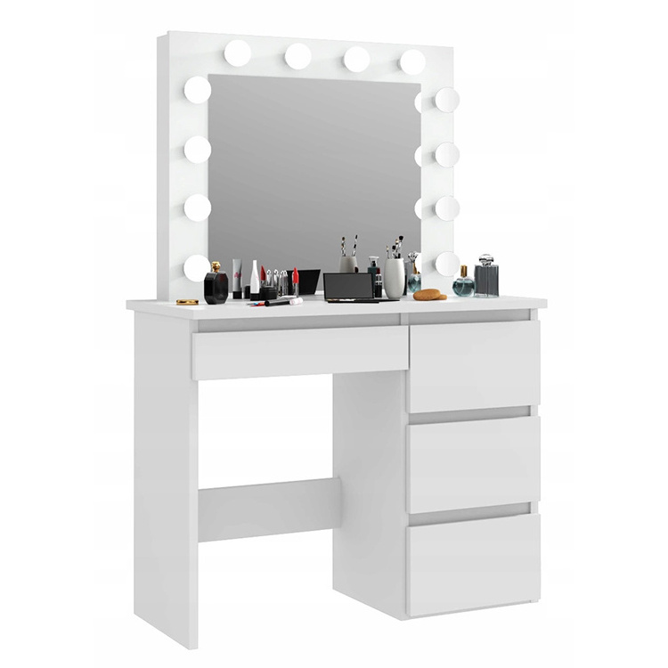 New Product LED Dressing Table White Wooden Furniture Dresser With Mirror