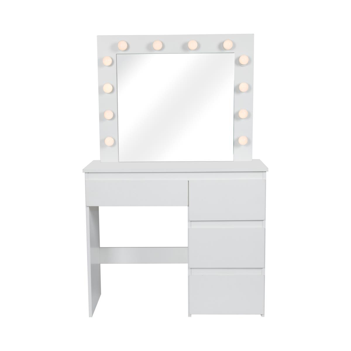 New Product LED Dressing Table White Wooden Furniture Dresser With Mirror