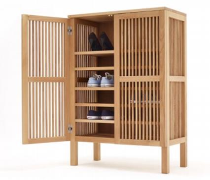 Six-story double-door modern minimalist style bamboo shoe rack living room shoe cabinet side cabinet