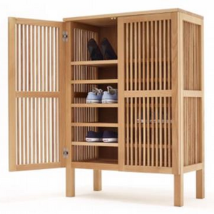 Six-story double-door modern minimalist style bamboo shoe rack living room shoe cabinet side cabinet