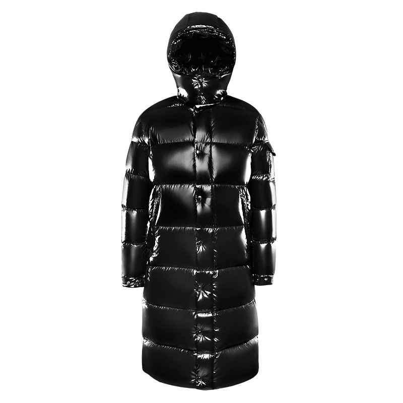 Custom Canada winter High Quality shiny goose Men Tall Duck Coat Thick Warm Hooded Black down jacket