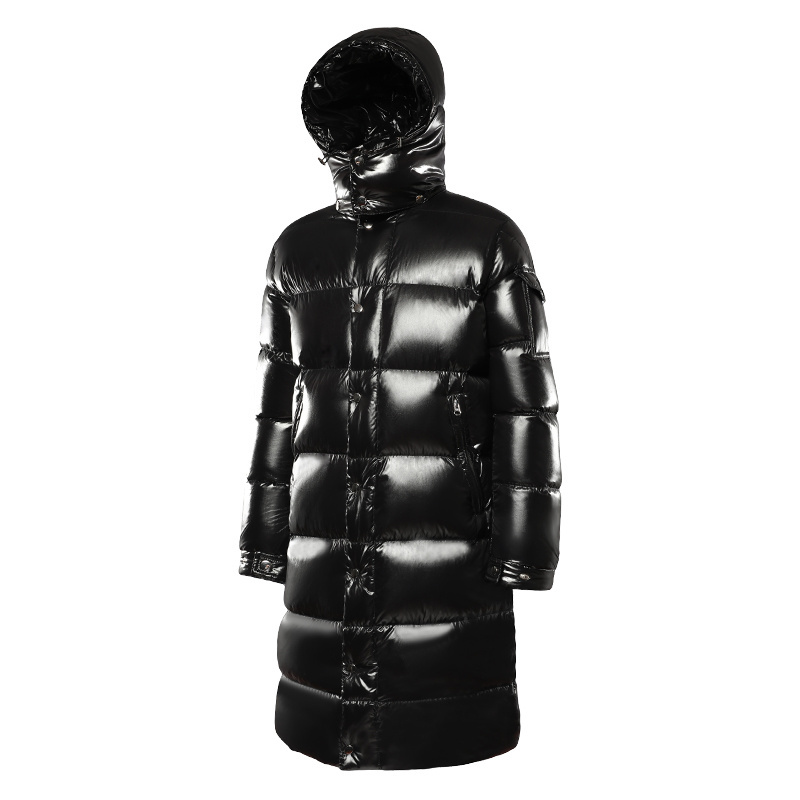 Custom Canada winter High Quality shiny goose Men Tall Duck Coat Thick Warm Hooded Black down jacket