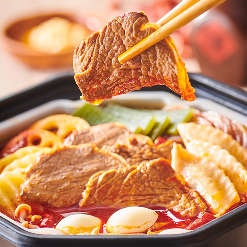 405G  open a small stove  spicy beef self heating hot pot food ready to eat heating beef hotpot self-boiling hotpot