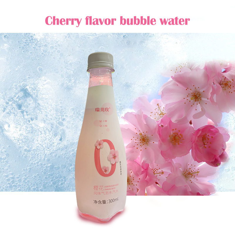 300ml cherry blossom flavored sugar free and fat free beverage water bubble beverage exotic soft drinks Sparkling water Soda