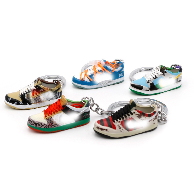 Wholesale 3D Mini Sneakers A J  sb d u c k ow shoe Keychain Model cute keychains with box key chain