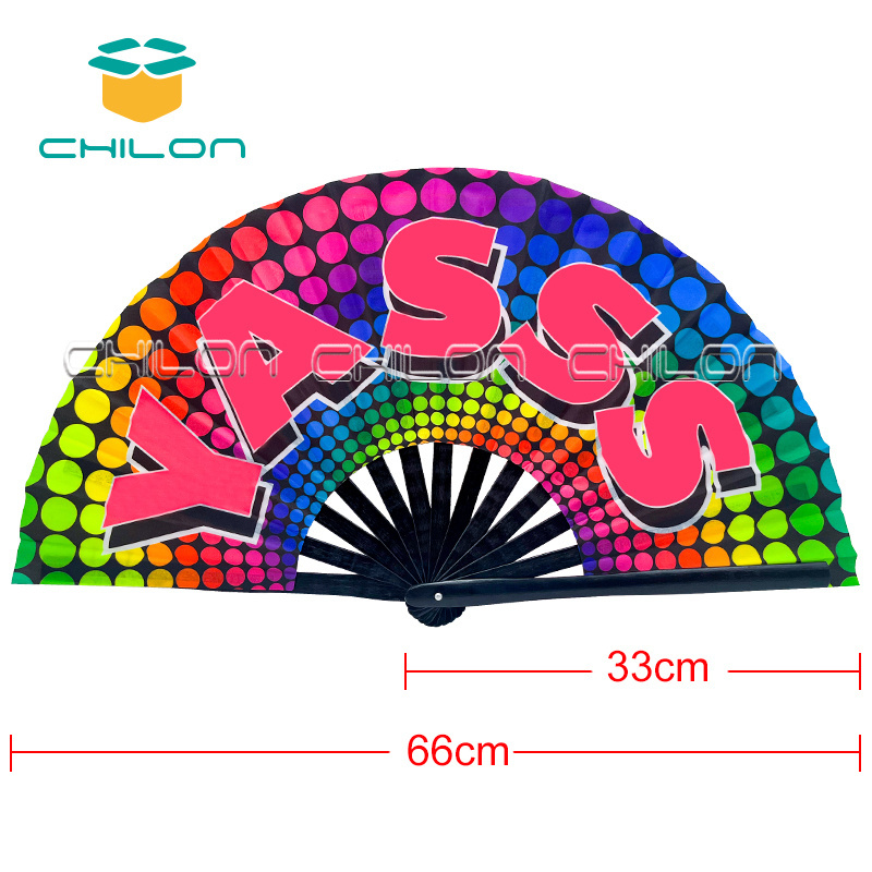 Custom printed bamboo large hand folding fan in wholesale