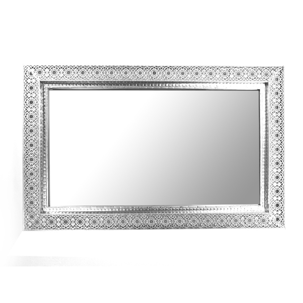 Rainhou home decor luxury 39  inch modern design 3d rectangle wall mirror framed mirror flower pattern mirrors for living room