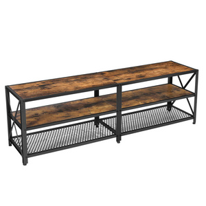 Living Room Rustic Brown And Black 3-tier Console Industrial Style Tv Stand Table For Tv Up To 60 Inches